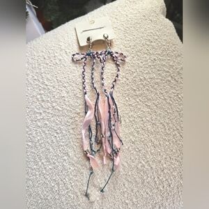 NEW!! Free People,  Candy Baby Bow Dangle Earrings, Pink/Teal, NWT!